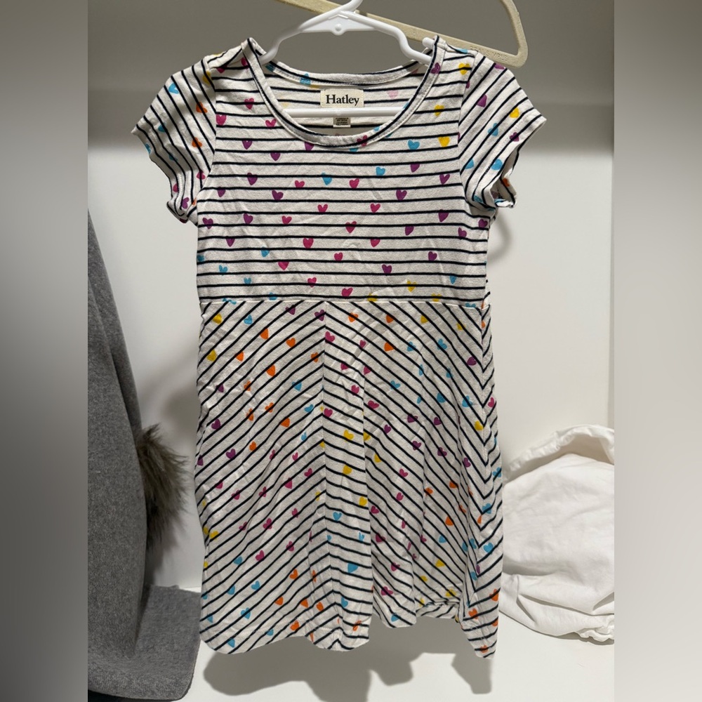 Hatley Multicolor Heart Striped Kids Dress